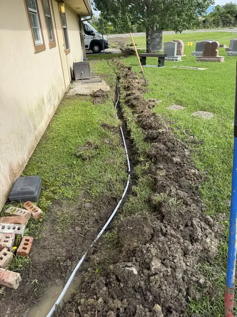 Main water line installation at Riley Gardner Memorial in Beaumont, TX