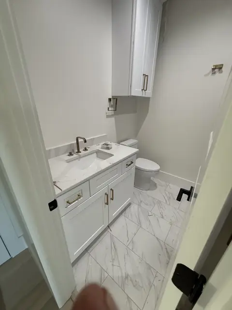 Vanity and toilet set in a new construction bathroom in Port Neches, TX