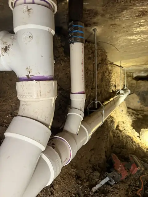 New pipe run through an under-slab tunnel in Port Neches, TX