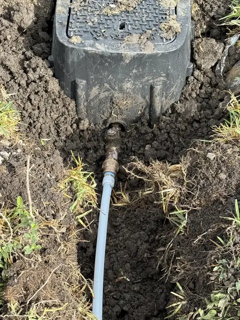 New main water line tied into the meter box in Beaumont, TX