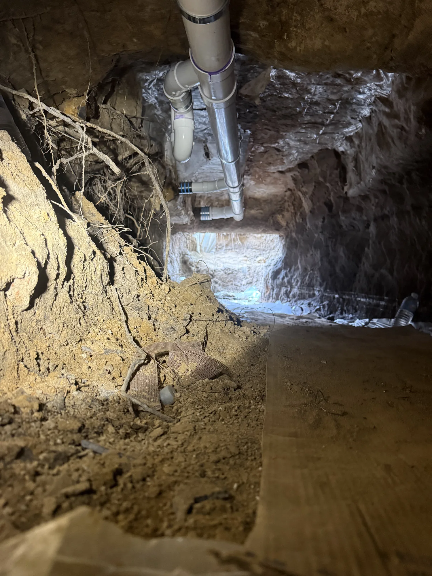 New drain stack connection at the tunnel entry under a Beaumont, TX slab
